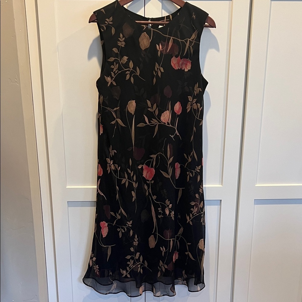 D. Stevens Black Floral Midi Dress Size 14